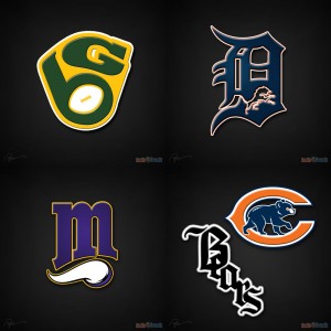 (Green Bay Packers / Milwaukee Brewers) (Detroit Lions / Detroit Tigers) (Minnesota Vikings / Minnesota Twins) (Chicago Bears / Chicago Cubs, White Sox)