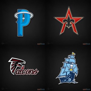 (Carolina Panthers / Anaheim Angels) (New Orleans Saints / Houston Astros) (Atlanta Falcons / Atlanta Braves) (Tampa Bay Buccaneers / Tampa Bay Rays)