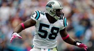 Carolina Panthers linebacker Thomas Davis (58) during an NFL football game against the Washington Redskins, Sunday, October 11, 2009. The Panthers won the game, 20-17. (AP Photo/Paul Abell)